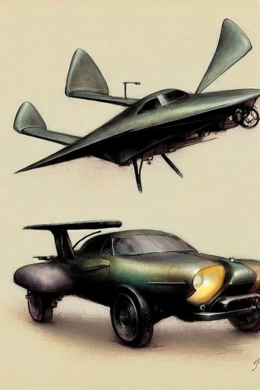 Image similar to ( ( ( ( ( 1 9 5 0 s retro blade runner spinner flying car. muted colors. ) ) ) ) ) by jean - baptiste monge!!!!!!!!!!!!!!!!!!!!!!!!!!!!!!