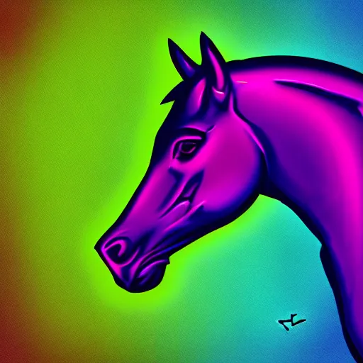 Image similar to digital horse, retrowave palette, highly detailed, anatomically correct equine, synth feel, digital art