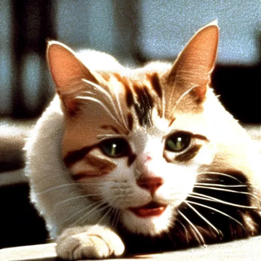 Image similar to a still of a cat in the movie reservoir dogs mr. pink