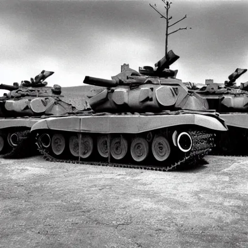 Image similar to panzer tanks in a garage