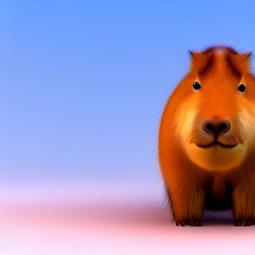 Image similar to disney pixar style capybara, 3D animation, 4k render