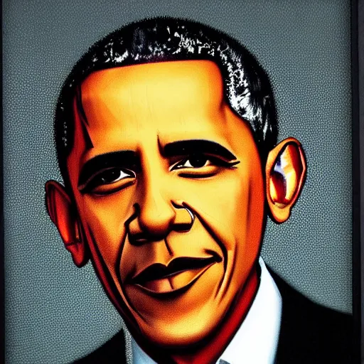 Prompt: obama as a banksy painting