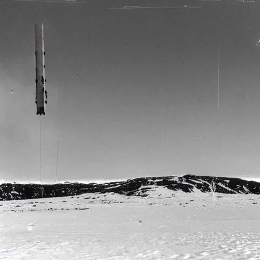 Image similar to secret photograph of nazi ufo base in antarctica, operation highjump, black and white, 4 k