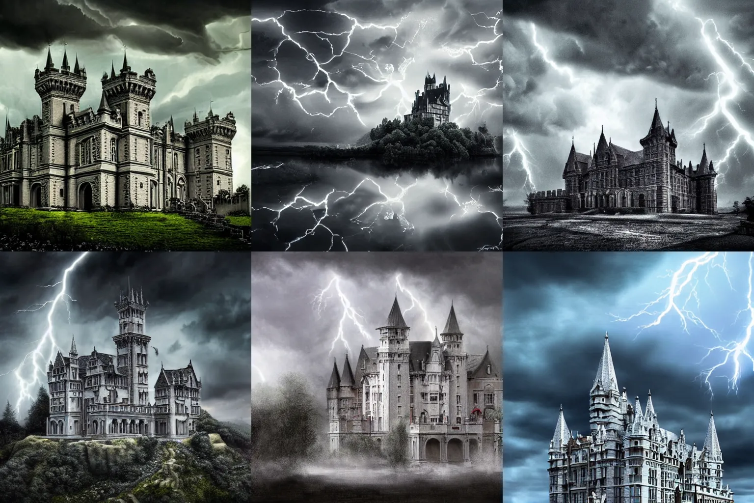 Image similar to A extremely highly detailed majestic hi-res beautiful, highly detailed painting of a white brick immaculate castle in black scary storm clouds high detail,ethereal, dramatic lightning, rim light, hyperrealistic, photorealistic, octante render, elegant, cinematic, high textures, hyper sharp, 8k, insanely detailed and intricate, graphic design, cinematic atmosphere, hypermaximalist, hyper realistic, super detailed, 4k HDR hyper realistic high quality by Michelangelo Merisi da Caravaggio,