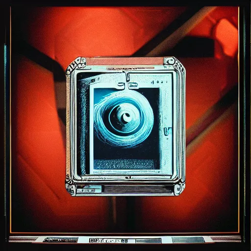 Image similar to photograph of a pastel screen print of a world locked in a mechanical box. Printed on thick paper of album artwork for the band TOOL designed by Ash Thorp.