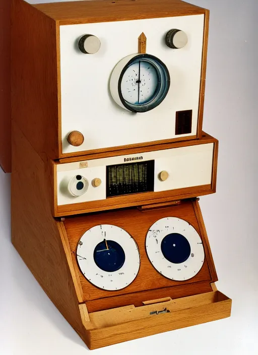 Image similar to realistic photo of a a medieval wooden electronic astronomic archeology scientific chemistry ornithology equipment made of oak wood and brushwood, with white fluffy fur, by dieter rams 1 9 9 0, life magazine reportage photo, natural colors