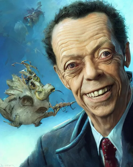 Image similar to portrait of don knotts from incredible mr limpet, character portrait, ultra realistic, concept art, intricate details, highly detailed by greg rutkowski, gaston bussiere, craig mullins, simon bisley