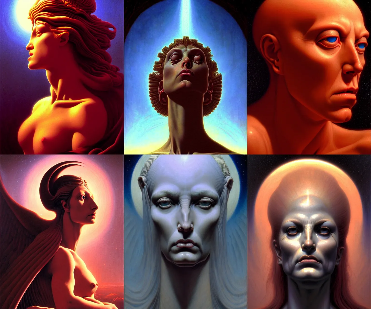 Prompt: a cinematic crying masterpiece closeup portrait of a colossal gothic demon goddess of good morning, by Wayne Barlowe, by Tim Hildebrandt, by Bruce Pennington, by Antonio Canova, by Caravaggio, by by Jacques-Louis David, oil on canvas, masterpiece, trending on artstation, featured on pixiv, cinematic composition, astrophotography, dramatic pose, beautiful lighting, sharp, details, details, details, hyper-detailed, no frames, HD, HDR, 4K, 8K