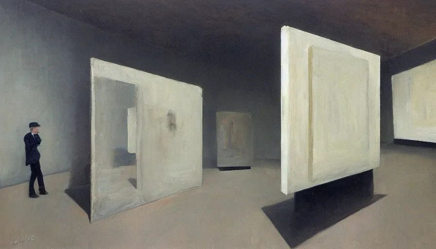 Image similar to painting by borremans, barcelona pavilion, detailed, stunning