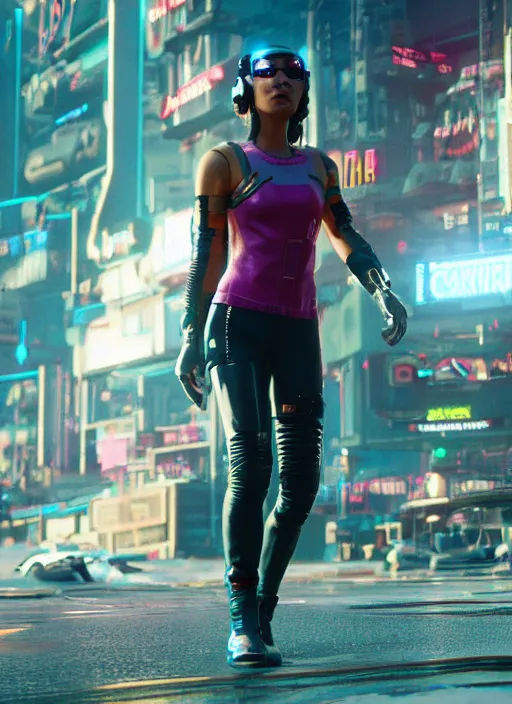 Image similar to film still of Kathryn Celestre as Panam Palmer in Cyberpunk 2077, gameplay, 8k, HD