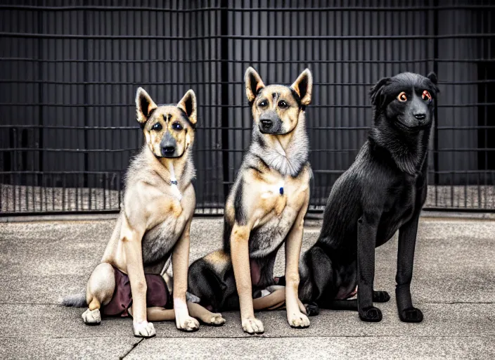 Image similar to photo of a real life photorealistic three - headed kerberos dog guarding the gates to the underworld. fantasy horror style. highly detailed 8 k. intricate. lifelike. soft light. nikon d 8 5 0 5 5 mm. dof. cinematic post - processing.