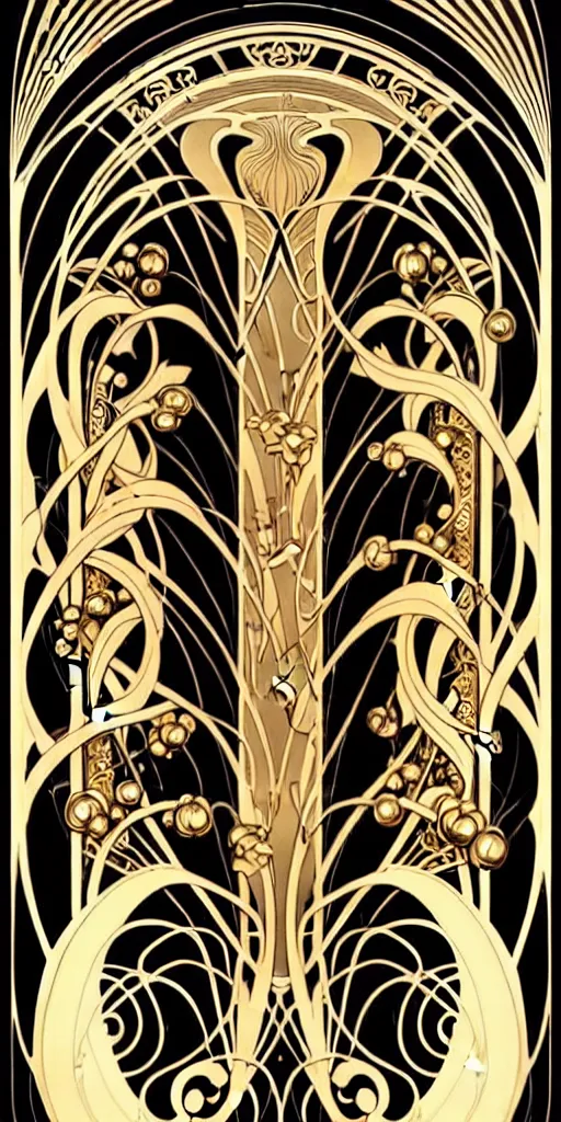 Prompt: the source of future growth dramatic, elaborate emotive Art Nouveau styles to emphasise beauty as a transcendental, seamless pattern, symmetrical, large motifs, hyper realistic, 8k image, 3D, supersharp, Art nouveau curves and swirls, metallic polished surfaces, glittery iridescent and black and gold colors , pastel colors, perfect symmetry, iridescent, High Definition, sci-fi, Octane render in Maya and Houdini, light, shadows, reflections, photorealistic, masterpiece, smooth gradients, high contrast, no blur, sharp focus, photorealistic, insanely detailed and intricate, cinematic lighting, Octane render, epic scene, 8K