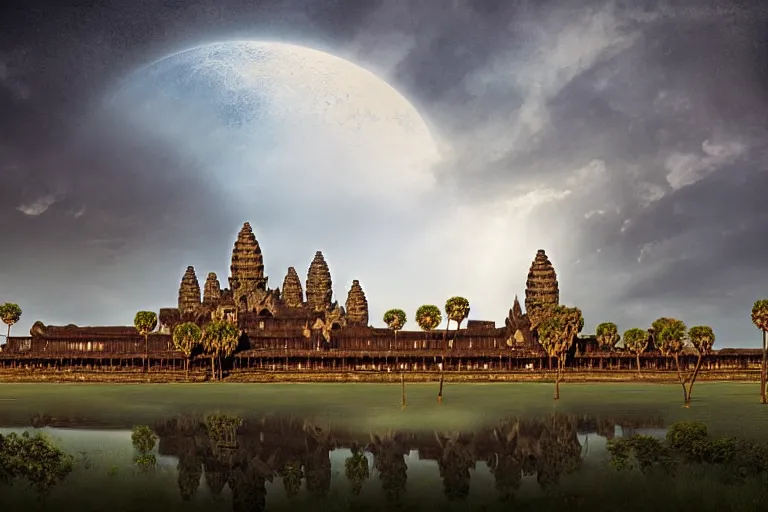 Image similar to brutalist futuristic angkor wat by jessica rossier