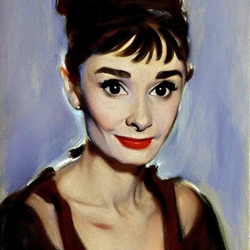 Image similar to audrey hepburn art by john singer sargent