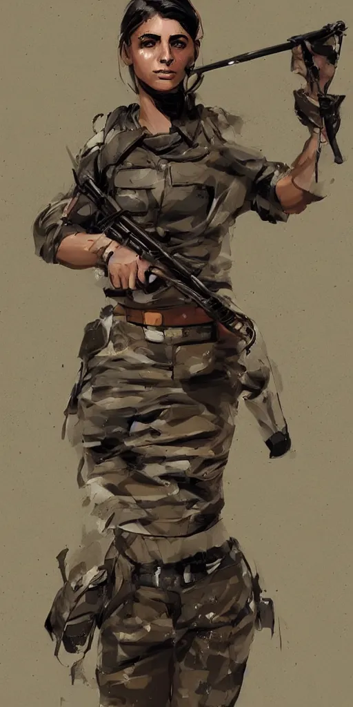 Image similar to a female peshmerga, by Rafael Albuquerque, trending on Artstation