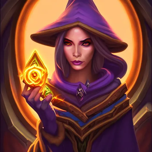 Image similar to Portrait of a sorceress, Hearthstone official trending art, exagerated accurate details, trending on MasterpieceStation in category 'Perfect same eyes'