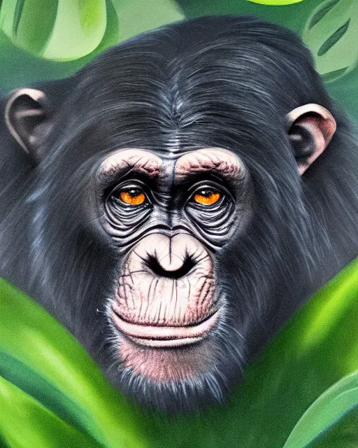 Prompt: very detailed high resolution illustration of a chimpanzee, rolling green hills, 3 d, 8 k, extremely detailed, artstation, award winning