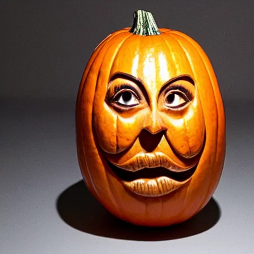 Image similar to gourd carved to look like the face of amber heard