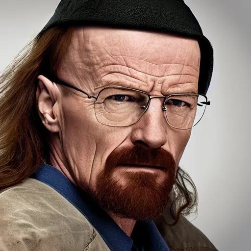 Prompt: walter white with long hair