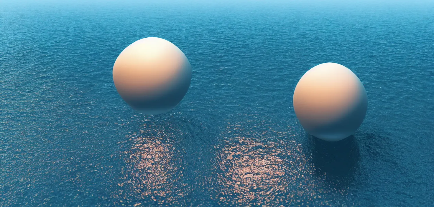 Image similar to a computer generated image of a giant object floating in the ocean, a 3 d render by beeple, featured on polycount, nuclear art, rendered in cinema 4 d, octane render, rendered in unreal engine