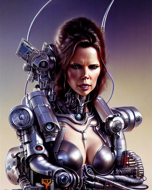 Image similar to kake beckinsale as a cyborg fantasy character portrait, ultra realistic, wide angle, intricate details, blade runner artifacts, highly detailed by peter mohrbacher, boris vallejo, hajime sorayama aaron horkey, gaston bussiere, craig mullins