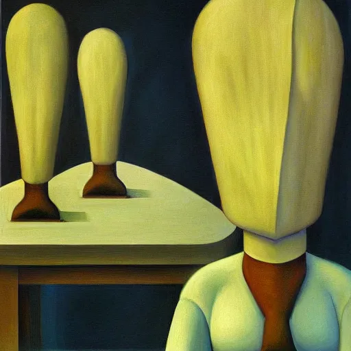 Image similar to clones, grant wood, pj crook, edward hopper, oil on canvas