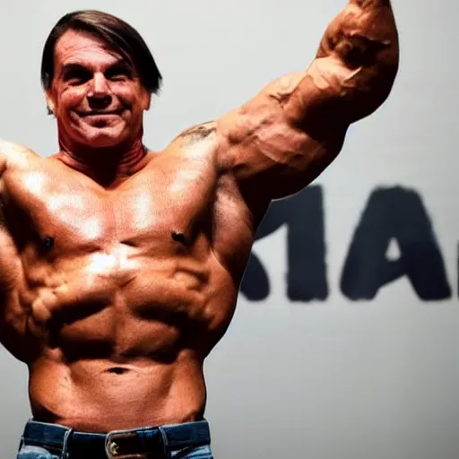 Image similar to bodybuilder bolsonaro posing