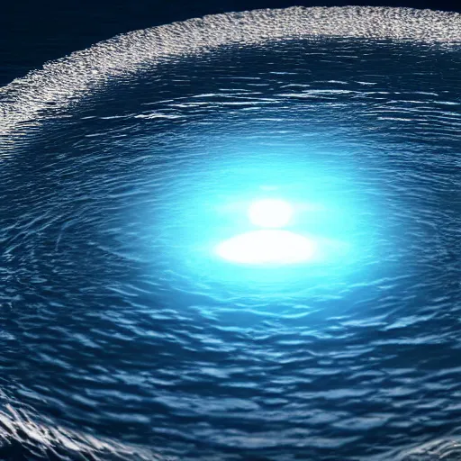 Prompt: CG render of water in the shape of a perfect circle floating in mid air