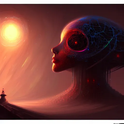 Prompt: concept art of ai as ai finally hears the first whispers from the great beyond and is pulled from ai's slumber. intricate, elegant, highly detailed, digital painting, artstation, concept art, smooth, sharp focus, illustration