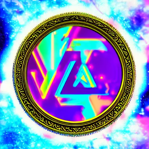 Image similar to a and w vaporwave logo, colorful, digital art, cosmic, 3 d high definition, trending on art station, photorealistic, high resolution, 8 k, octane, hyper detailed, insane details, intricate, elite, ornate, elegant trend, highly detailed and intricate, sharp focus, photography, unreal engine