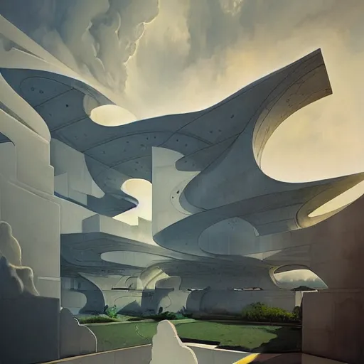 Prompt: architectural dream by peter eisenman in the style of peter mohrbacher