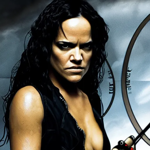 Prompt: michelle rodriguez as mazikeen, portrait,