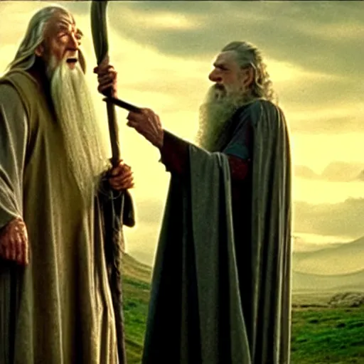 Image similar to Gwaihir Speaking with Gandalf, Scene from Lord of the Rings