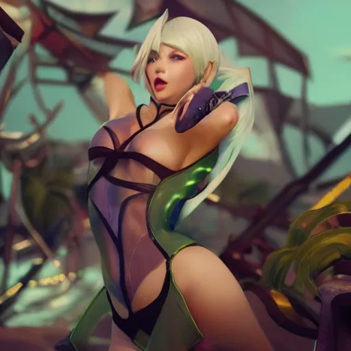 Image similar to still of pretty Riven (League of Legends) in KDA music video. 3d render, octane render, game art, realistic, highly detailed, trending on artstation, 4k, trending on artstation, pixar, cgsociety, unreal engine 5, redshift render, trending on artstation, blender, behance, cg