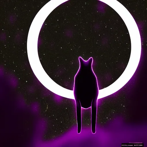 Image similar to a purple panther roaring at the moon in a forest during the night, large moon in the center. trending on artstation. cinematic. photoreal. dark colors. night.