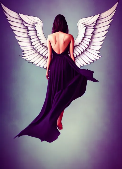 Prompt: beautiful women with wings holding her baby, latina, rule of thirds, haze, intricate, symmetrical!!, depth of field, cinematic, filmic, vsco, concept art, artstation, digital painting, elegant, model, gorgeous, vouge