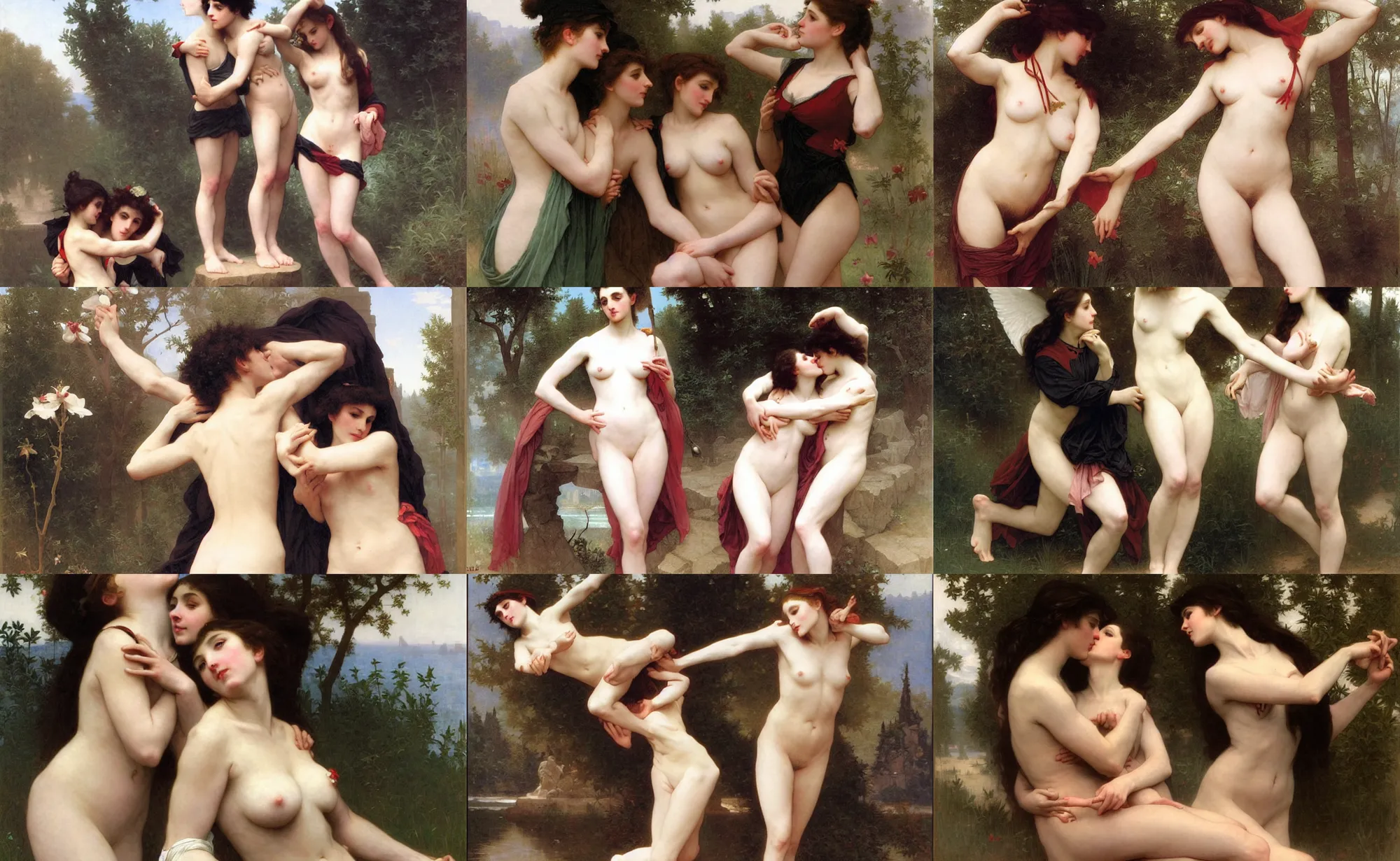 Prompt: kiss, bouguereau and bowater