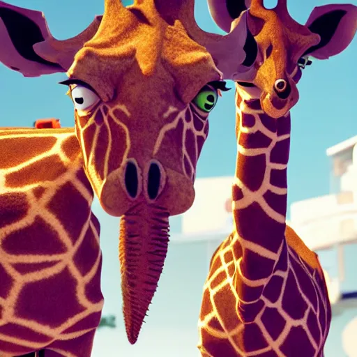 Image similar to morty from rick and morty dressed as a giraffe, highly detailed, octane render, 4 k, unreal engine