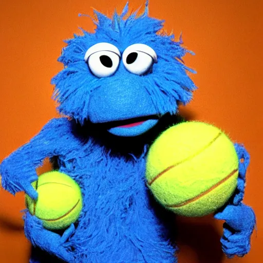 Prompt: tennis ball monster muppet, jim henson