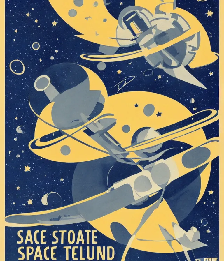 Prompt: wpa style poster for space travel
