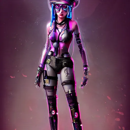 Image similar to full body jinx, cyberpunk, concept art, artstation, detailed, dramatic lighting