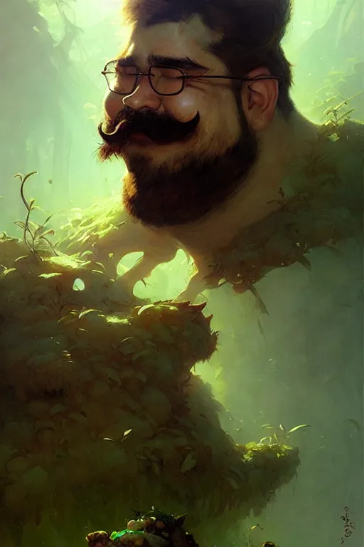 Image similar to great fat ent moss moustache by bayard wu, anna podedworna, gaston bussiere, greg rutkowski