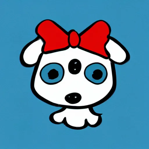 Image similar to cute 3 eyed blue puppy red background, in the style of youtube profile pictures