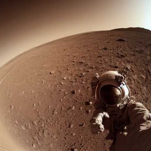 Image similar to a selfie of the first people on Mars