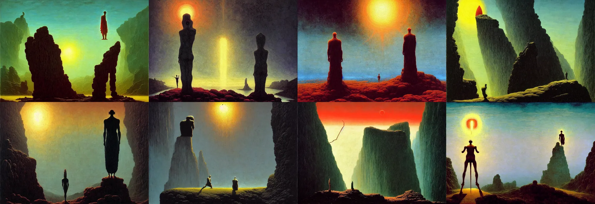 Prompt: an ancient creature, by asaf hanuka, by caspar david friedrich, by zdzisław beksinski, by dariusz zawadzki, soviet art, fine art, tribute to life, epic composition, divine, powerful, rim light, on path to enlightenment