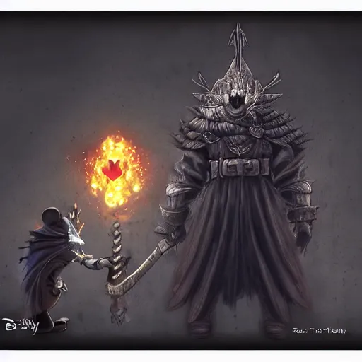 Image similar to Mickey mouse as a dark souls boss by Tetsuya Ishida