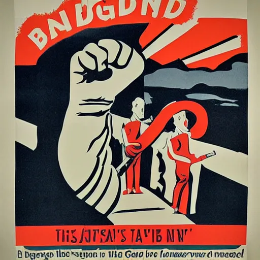 Image similar to propaganda poster for the big toe band