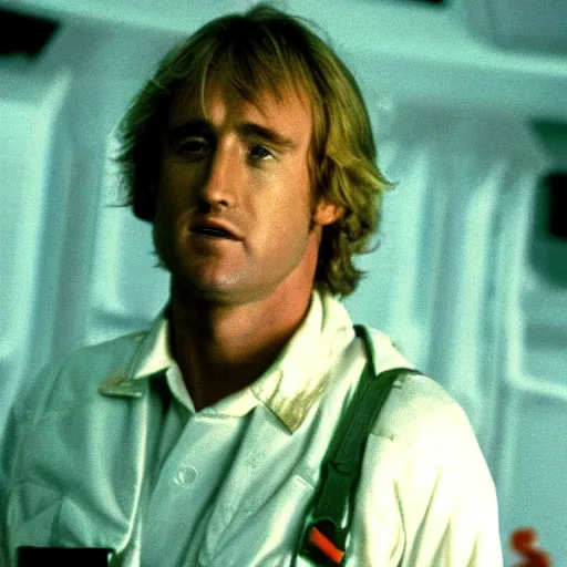 Prompt: owen wilson in alien 1 9 7 9, 4 k hd film still