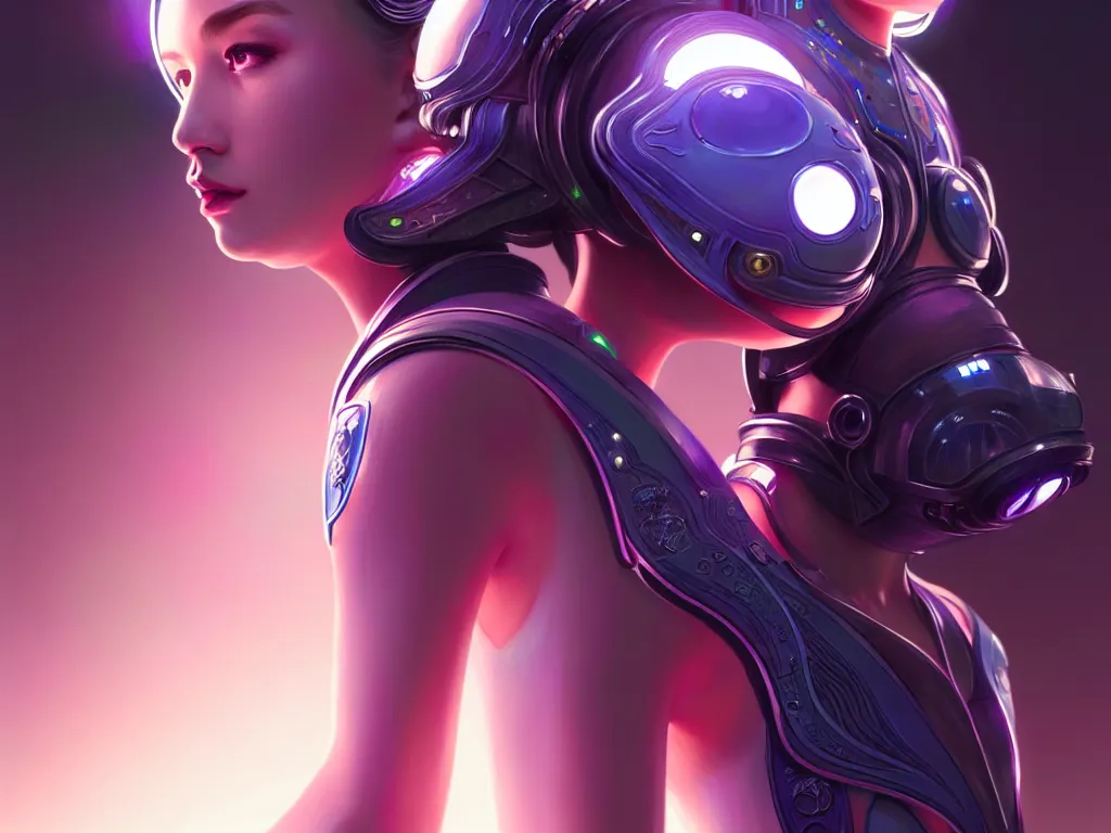 Image similar to portrait futuristic planet venus police uniform female, in a future huge spaceship internal, neon light, ssci - fi and fantasy, intricate and very very beautiful and elegant, highly detailed, digital painting, artstation, concept art, smooth and sharp focus, illustration, art by tan zi and ayanamikodon and alphonse mucha and wlop