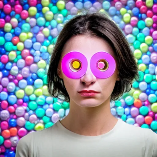 Image similar to portrait photo of woman with vortex marbles instead of eyes